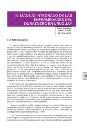 Manejo integrado de las enfermedades del melocotón de Uruguay