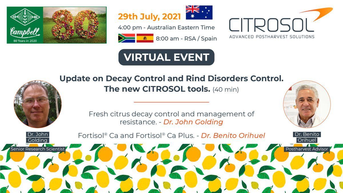 Update on Decay Control and Rind Disorders Control. The new CITROSOL tools